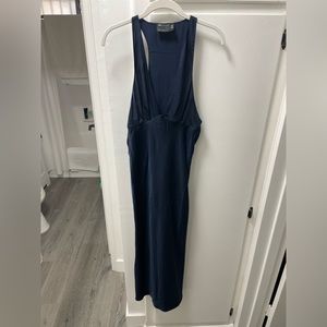 ASOS DESIGN plunge satin midi dress with racer back